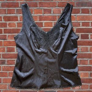 Elegant Black Lace Trim Tank Top